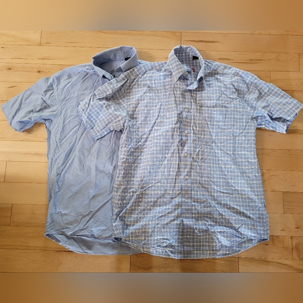 2 Harvie & Crosbie men's size medium short sleeve button up shirts